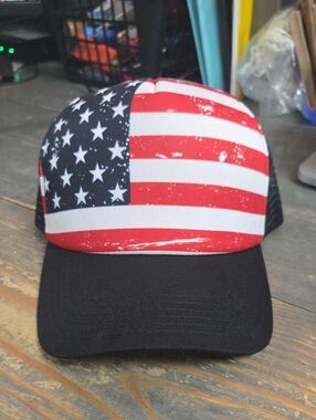 American Flag Trucker Hat - Red, White & Blue